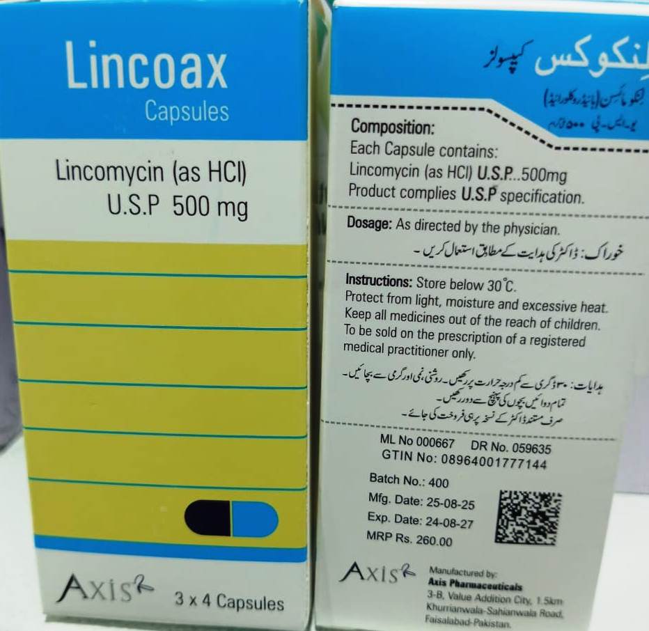 Lincoax-500mg-Lincomycin (as HCI)