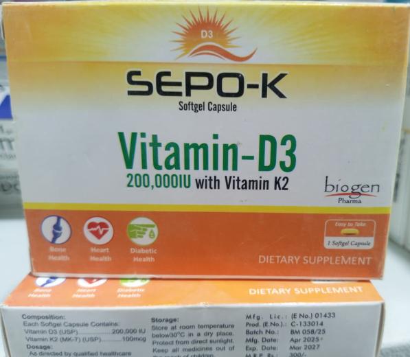 SEPO-K Softgel Capsule (Vitamin-D3 200000IU With Vitamin K2)
