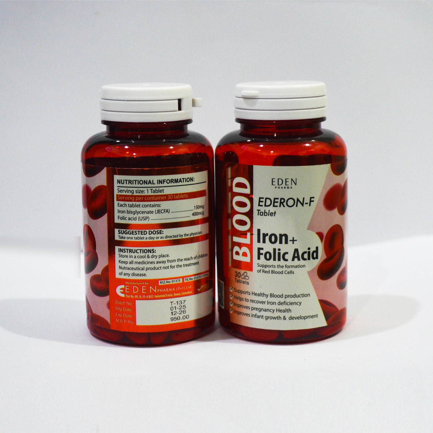 Ederon-F Tablets (Iron + Folic Acid)