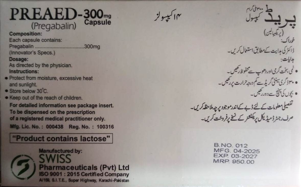 PREAED-300mg Capsule (Pregabalin)