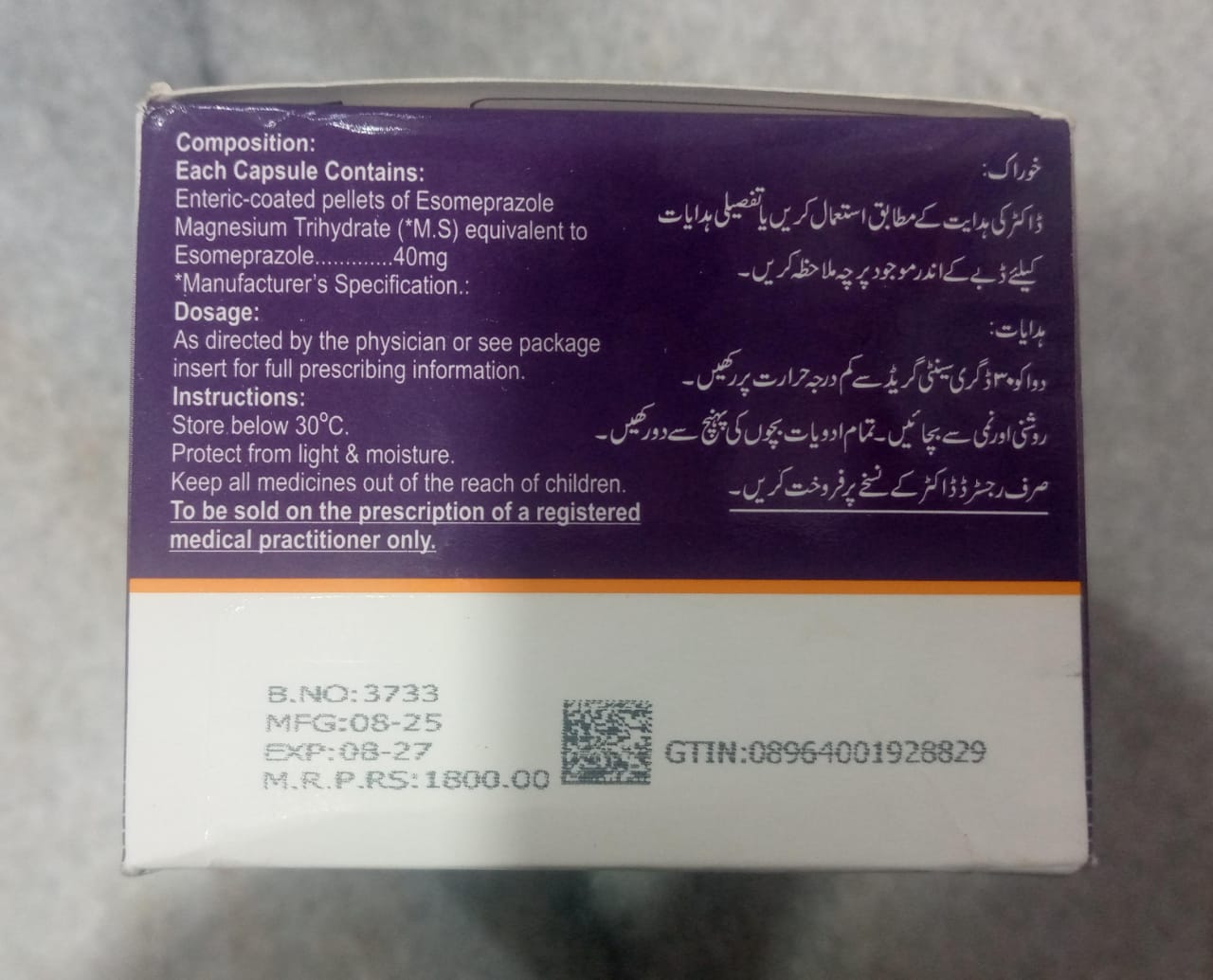 ESOX-40mg (Esomeprazole 100 Capsules)