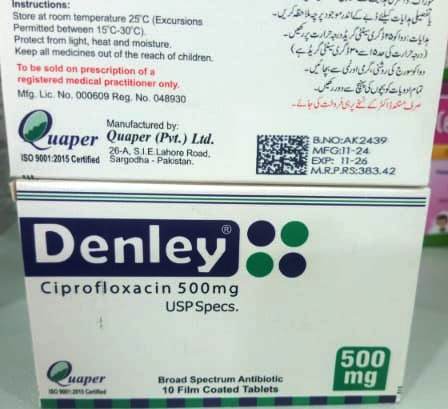 Denley-500mg (Ciprofloxacin 500mg USP Specs)