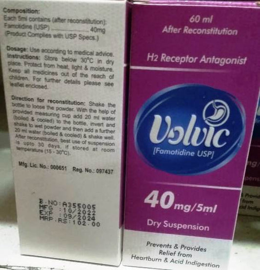 Volvic (Famotidine USP)-40mg/5ml-Dry Suspension