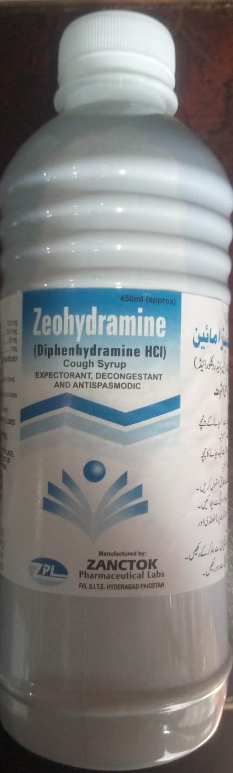 Zeohydramine-450ml-(Diphenhydramine HCI)-Cough Syrup