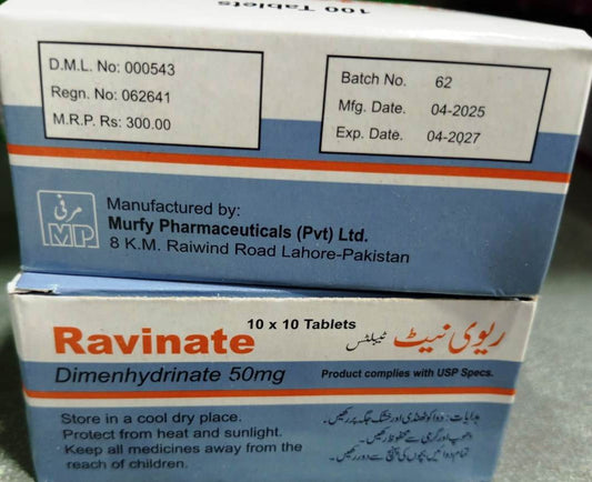 Ravinate-50mg (Dimenhydrinate)