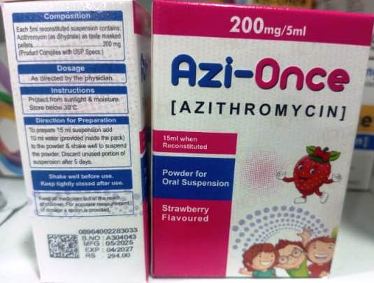 Azi-Once-200mg/5ml (Azithromycin) 1x2