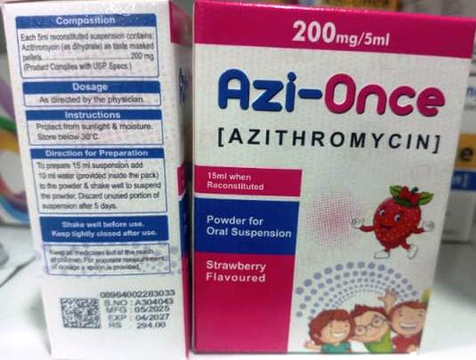 Azi-Once-200mg/5ml (Azithromycin) 1x2
